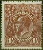 Old Postage Stamp from Australia 1920 1 1/2d Chocolate SG52a Fine Mtd Mint