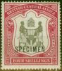 Rare Postage Stamp B.C.A Nyasaland 1897 4s Black & Carmine Specimen SG50s Good MM (2)