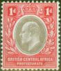 Collectible Postage Stamp B.C.A Nyasaland 1907 1d Grey & Carmine SG68 V.F VLMM