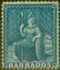 Rare Postage Stamp from Barbados 1861 (1d) Blue SG19 Clean-Cut P.14-16 Fine Mtd Mint
