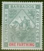 Valuable Postage Stamp from Barbados 1897 1/4d Grey & Carmine SG116 Fine Mtd Mint