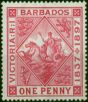 Barbados 1897 1d Rose SG118 Fine MM (2) Queen Victoria (1840-1901) Old Stamps