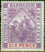 Old Postage Stamp from Barbados 1897 6d Mauve & Carmine SG121 Fine Mtd Mint
