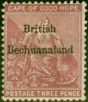 Old Postage Stamp from Bechuanaland 1885 3d Pale Claret SG2 Good Mtd Mint