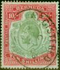 Rare Postage Stamp from Bermuda 1918 10s Green & Carmine-Pale Bluish Green SG54 V.F.U