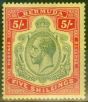 Collectible Postage Stamp from Bermuda 1918 5s Green & Dp Red-Yellow SG53var Duty Plate Flaw (11) Break in Line above S