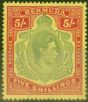 Rare Postage Stamp from Bermuda 1939 5s Pale Green & Red-Yellow SG118a Fine MNH