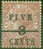 Old Postage Stamp from British Honduras 1891 5c on 3c on 3d Red-Brown SG49a Wide Space Between I & V Fine Very Lightly Mtd Mint