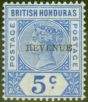 Old Postage Stamp from British Honduras 1899 5c Ultramarine SG66d 11mm Fine MNH