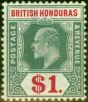 Old Postage Stamp from British Honduras 1907 $1 Grey-Green & Carmine SG91 V.F & Fresh Very Lightly Mtd Mint