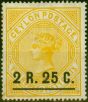 Old Postage Stamp from Ceylon 1898 2R25 on 2R50 Yellow SG255 Fine MM