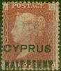 Valuable Postage Stamp from Cyprus 1881 1/2d on 1d Red SG8 Pl 216 Fine & Fresh Mtd Mint