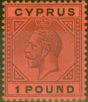 Collectible Postage Stamp from Cyprus 1923 £1 Purple & Black-Red SG101 V.F Lightly Mtd Mint Brandon Certificate