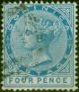 Old Postage Stamp Dominica 1879 4d Blue SG7 Fine Used