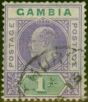 Rare Postage Stamp Gambia 1902 1s Violet & Green SG52 Good Used