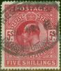 Old Postage Stamp GB 1902 5s Deep Bright Carmine SG264 Fine Used