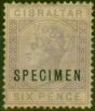Collectible Postage Stamp from Gibraltar 1886 6d Lilac Specimen SG13s Ave Unused