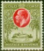 Rare Postage Stamp from Gold Coast 1928 5s Carmine & Sage-Green SG112 Fine MNH