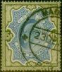 Collectible Postage Stamp from India 1909 15R Blue & Olive-Green SG146 Fine Used