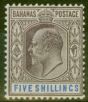Valuable Postage Stamp from Bahamas 1902 5s Dull Purple & Blue SG69 V.F Very Lightly Mtd Mint