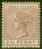 Collectible Postage Stamp from Turks & Caicos Is 1882 2 1-2d Red-Brown SG56 Fine Mtd Mint.