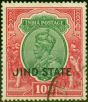 Old Postage Stamp from Jind 1928 10R Green & Carmine SG101 Fine Used