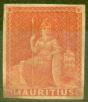 Collectible Postage Stamp from Mauritius 1858 6d Vermillion SG28 Ave Mtd Mint