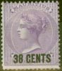 Collectible Postage Stamp from Mauritius 1878 38c on 9d Pale Violet SG89 Fine Mtd Mint