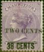 Old Postage Stamp from Mauritius 1891 2c on 38c on 9d Pale Violet SG120 Fine LMM