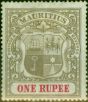 Old Postage Stamp from Mauritius 1902 1R Grey-Black & Carmine SG153 Good Mtd Mint