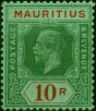 Mauritius 1924 10R Green & Red-Emerald SG241 V.F VLMM . King George V (1910-1936) Mint Stamps