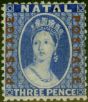 Valuable Postage Stamp from Natal 1872 3d Bright Blue SG61 Fine & Fresh Mtd Mint