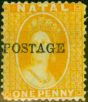 Collectible Postage Stamp from Natal 1876 1d Yellow SG82 Fine & Fresh Lightly Mtd Mint