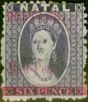 Old Postage Stamp Natal 1895 1/2d on 6d Violet SG114d 'Long P' Fine MM