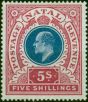 Old Postage Stamp Natal 1902 5s Dull Blue & Rose SG140 Fine MM