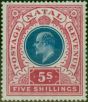 Valuable Postage Stamp Natal 1902 5s Dull Blue & Rose SG140 V.F VLMM