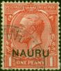 Nauru 1916 1d Bright Scarlet SG2 V.F.U  King George V (1910-1936) Rare Stamps
