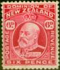 Rare Postage Stamp from New Zealand 1909 6d Carmine SG398 Fine Mtd Mint