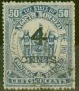 Valuable Postage Stamp from North Borneo 1899 4c on 50c Chalky Blue SG119a V.F.U