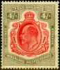 Rare Postage Stamp from Nyasaland 1908 4s Carmine & Black SG79 Fine Mtd Mint