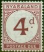 Old Postage Stamp Nyasaland 1950 4d Purple SGD4 V.F MNH