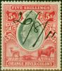Rare Postage Stamp Orange River Colony 1903 5s Green & Carmine Revenue Stamp Fine Used