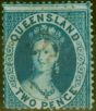 Rare Postage Stamp from Queensland 1860 2d Blue SG13 Good Used