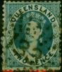 Old Postage Stamp Queensland 1863 2d Blue SG31 Good Used