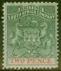 Old Postage Stamp from Rhodesia 1892 2d Dp Dull Green & Vermilion SG20 Fine Mtd Mint