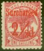 Rare Postage Stamp from Samoa 1898 2 1/2d on 1s Dull Rose-Carmine SG85 Fine Mtd Mint (8)