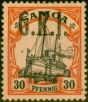 Old Postage Stamp from Samoa 1914 4d on 30PF Black & Orange-Buff SG106 Fine & Fresh Mtd Mint