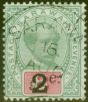 Rare Postage Stamp from Sarawak 1889 2c on 8c Green & Carmine SG24 Fine Used
