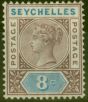 Collectible Postage Stamp from Seychelles 1890 8c Brown-Purple & Blue SG3 Die I Fine Mtd Mint