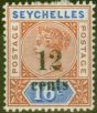 Valuable Postage Stamp from Seychelles 1893 12c on 16c SG17 Fine Mtd Mint